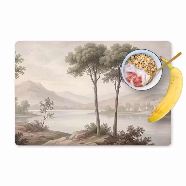 Bomen - Meer - Bergen - Illustratie Placemat vinyl groot -zzzproduct_Kitchenyeah-website
