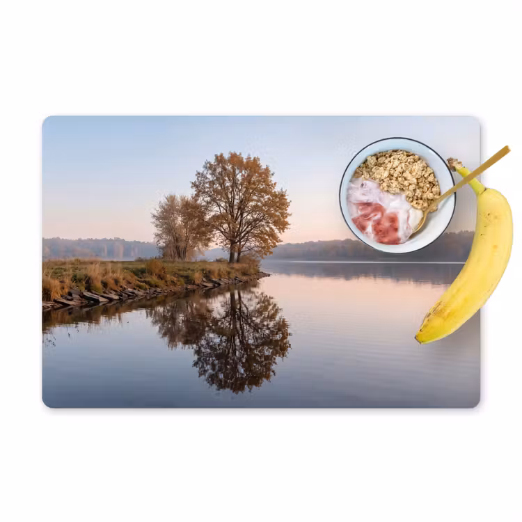 Bomen - Reflectie - Water - Zonsopgang - Serene Placemat vinyl groot -zzzproduct_Kitchenyeah-website