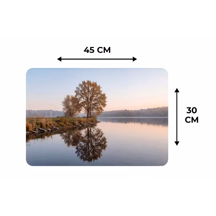 Bomen - Reflectie - Water - Zonsopgang - Serene Placemat vinyl groot -specs
