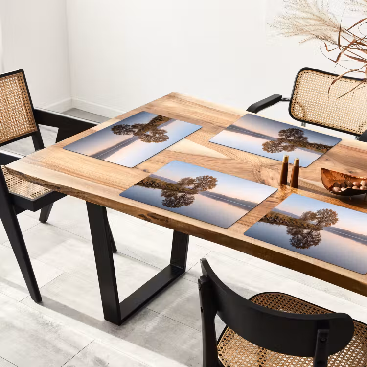 Bomen - Reflectie - Water - Zonsopgang - Serene Placemat vinyl groot -zzsfeer4_Kitchenyeah-website