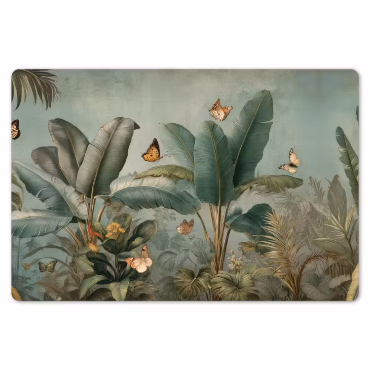 Tropisch bladerdek - Vlinders - groen - Bruin Placemat vinyl groot -zzsfeer1_Kitchenyeah-website