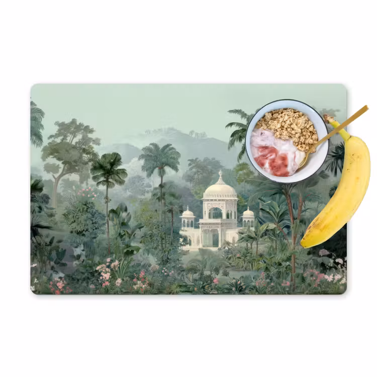 Tropische tuin - Koepelgebouw - Bloemen Placemat vinyl groot -zzzproduct_Kitchenyeah-website