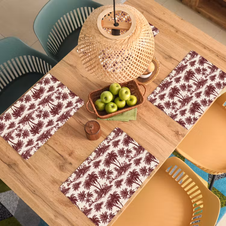 Tropisch - Geometrisch - Bordeauxrood Placemat vinyl groot 368 -zzsfeer5_Kitchenyeah-website