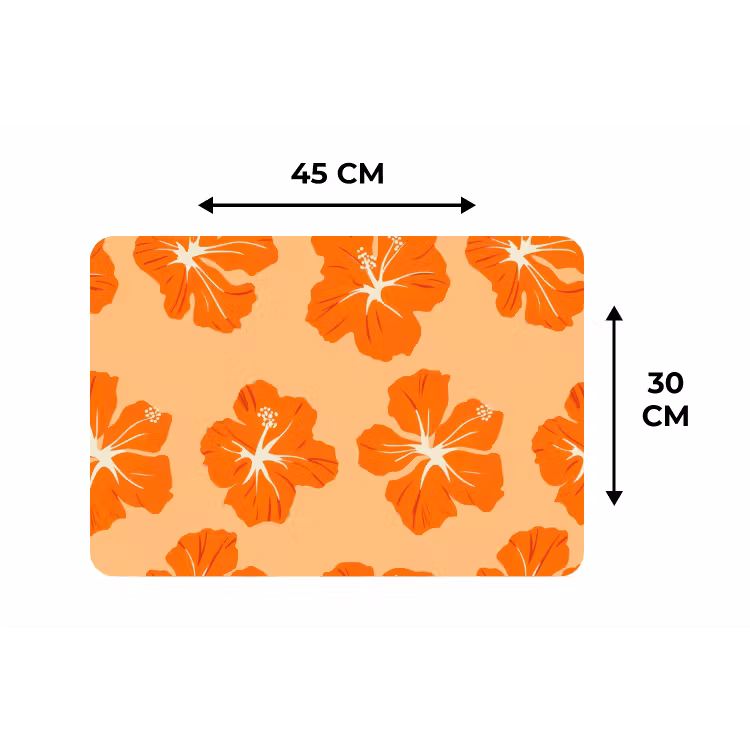 Tropisch - Hibiscus - Oranje Placemat vinyl groot 368 -specs
