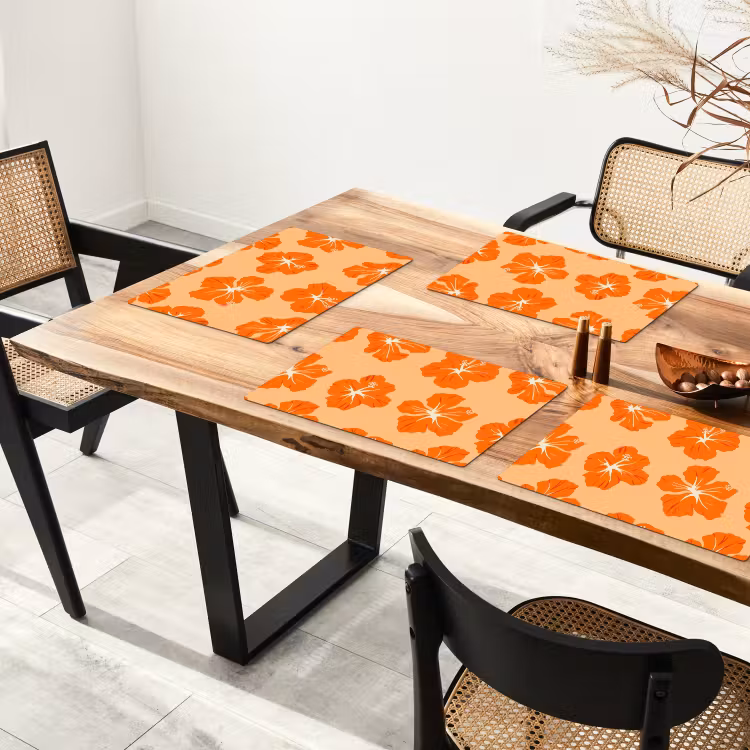 Tropisch - Hibiscus - Oranje Placemat vinyl groot 368 -zzsfeer4_Kitchenyeah-website