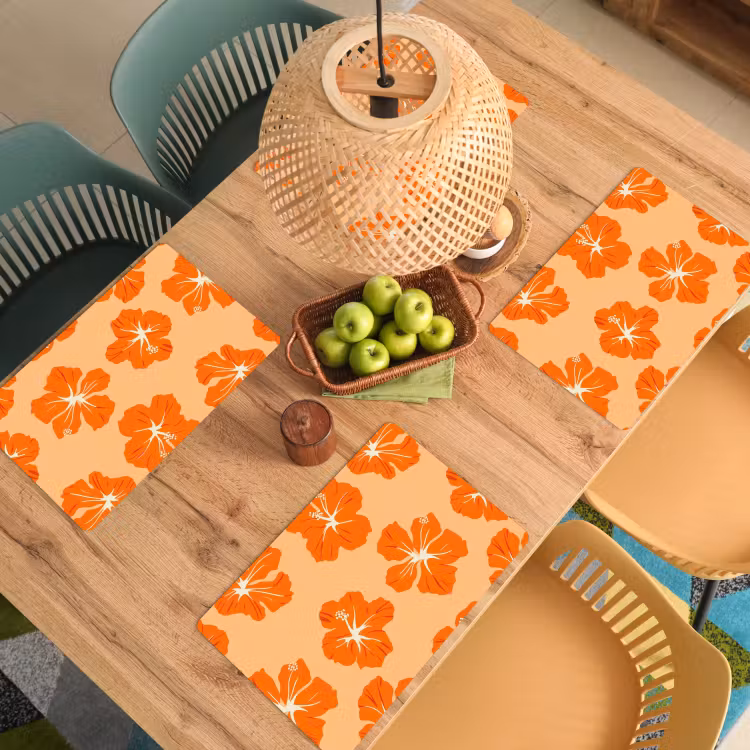 Tropisch - Hibiscus - Oranje Placemat vinyl groot 368 -zzsfeer5_Kitchenyeah-website