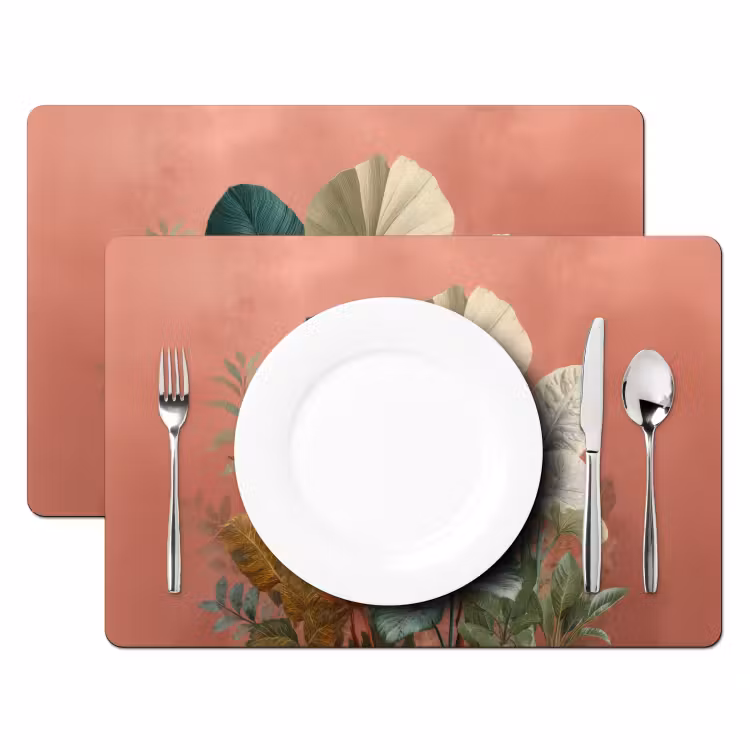 Tropische bladeren - Bloemen - Roze - groen Placemat vinyl groot -zzsfeer2_Kitchenyeah-website
