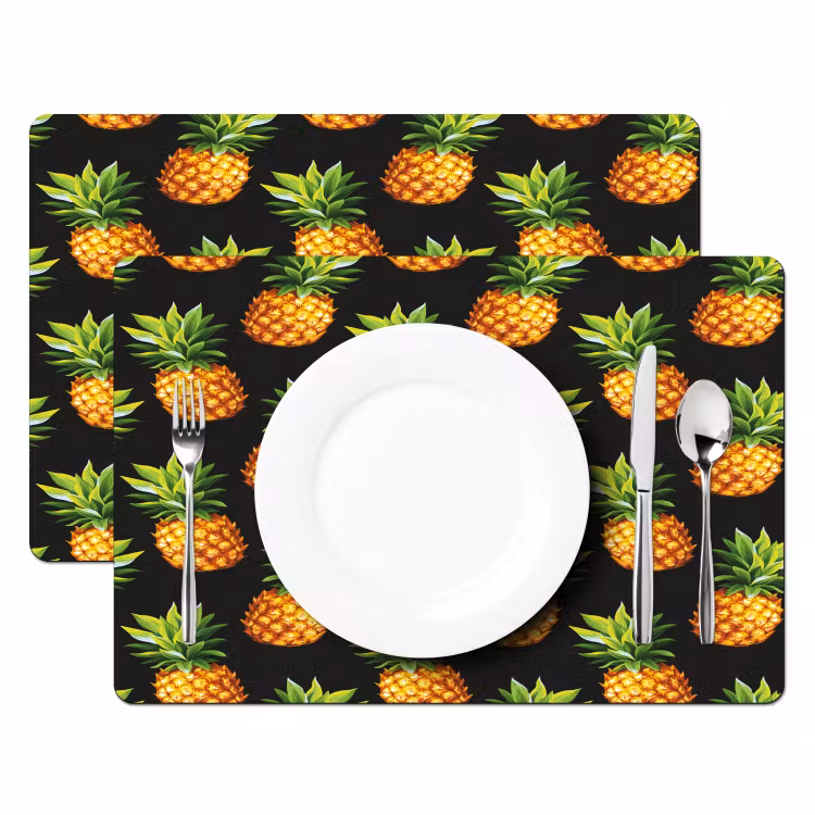 Tropische - Ananas - Zwart Placemat vinyl groot 368 -zzsfeer2_Kitchenyeah-website