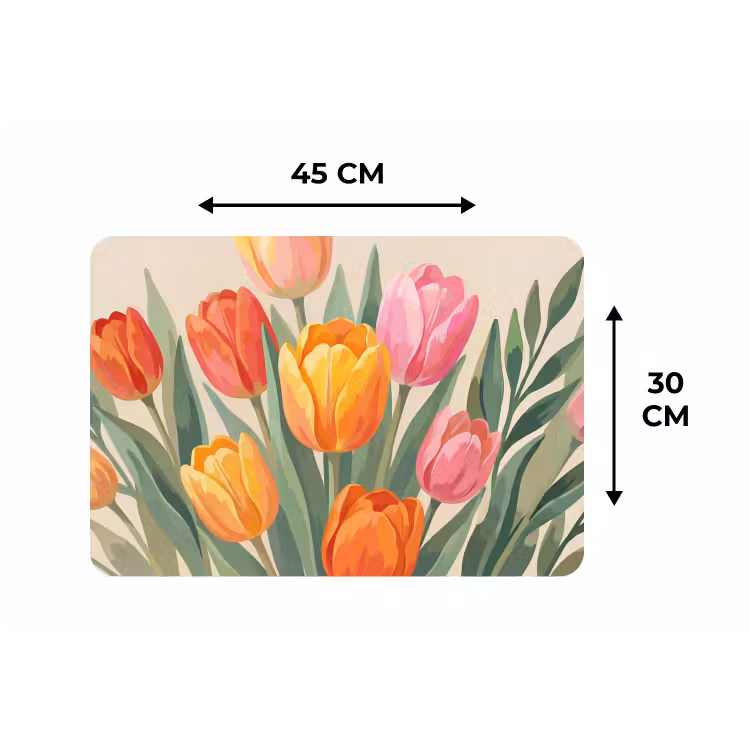 Tulpen - Abstract - Kleurrijk Placemat vinyl groot -specs