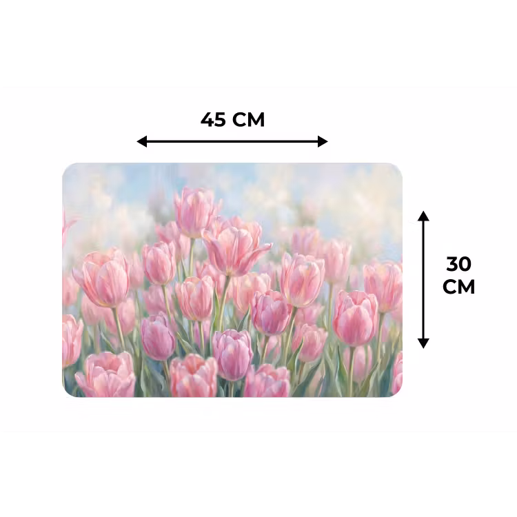 Tulpen - Veld - Lente - Roze Placemat vinyl groot -specs