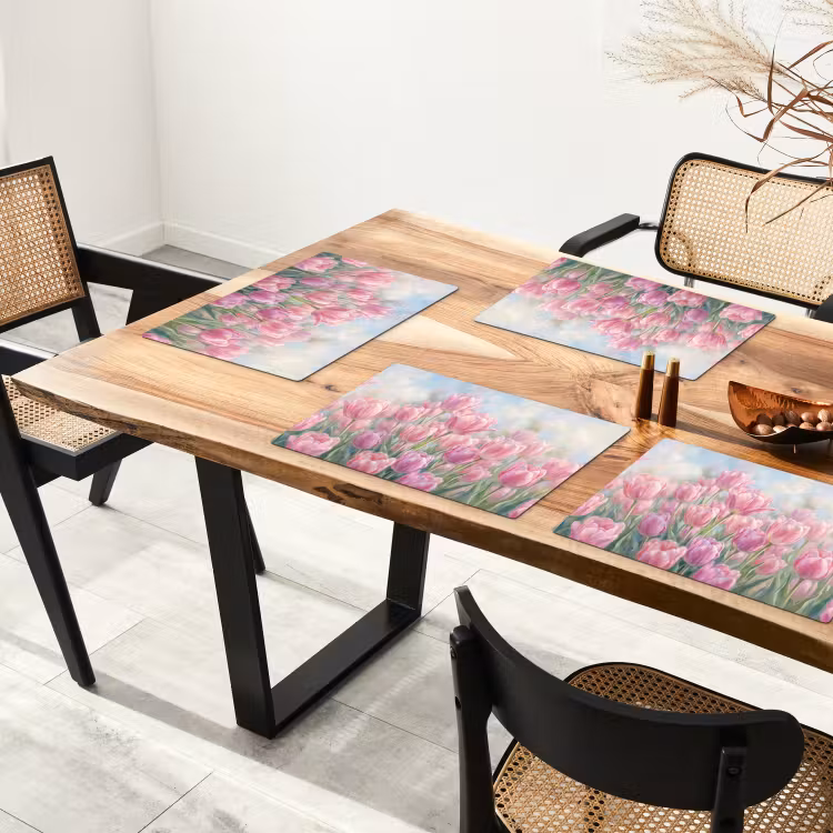 Tulpen - Veld - Lente - Roze Placemat vinyl groot -zzsfeer4_Kitchenyeah-website