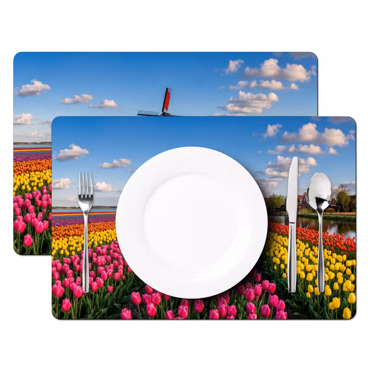 Tulpen - Holland - Molen - Kleurrijk Placemat vinyl groot -zzsfeer2_Kitchenyeah-website