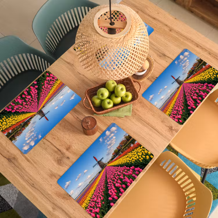 Tulpen - Holland - Molen - Kleurrijk Placemat vinyl groot -zzsfeer5_Kitchenyeah-website