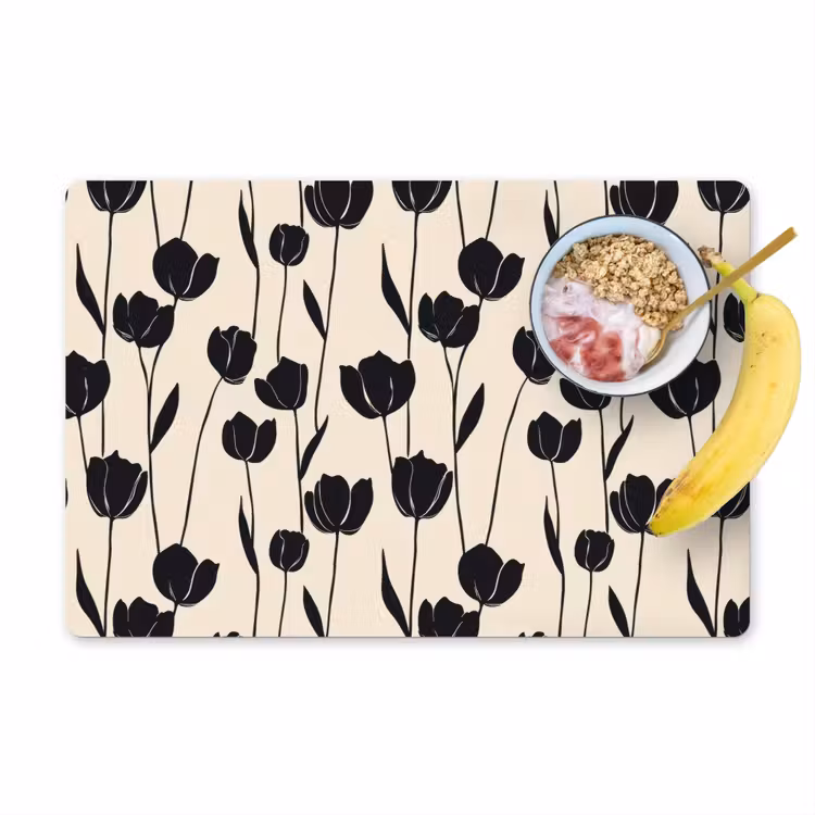Tulpen - Patroon - Zwart Placemat vinyl groot 368 -zzzproduct_Kitchenyeah-website