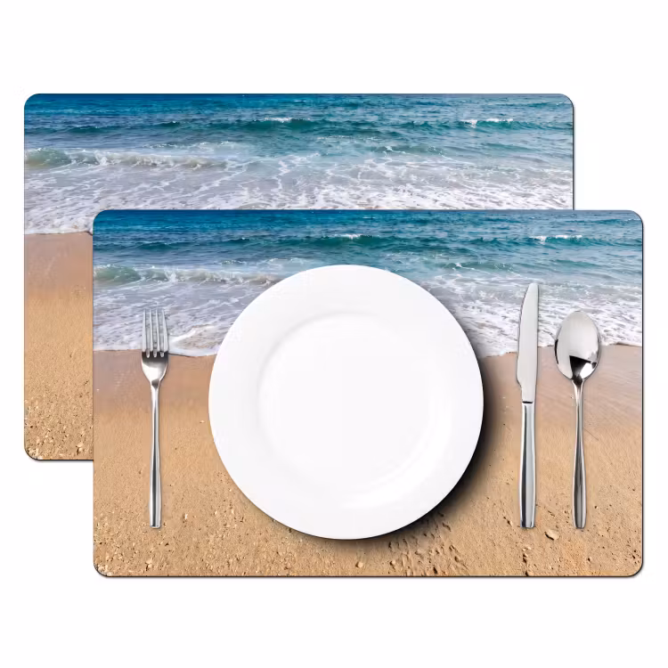 Schildpad - Jong - Strand - Oceaan - Blauw Placemat vinyl groot -zzsfeer2_Kitchenyeah-website