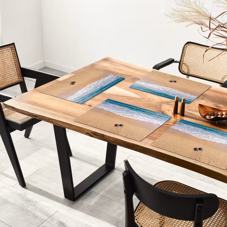 Schildpad - Jong - Strand - Oceaan - Blauw Placemat vinyl groot -zzsfeer4_Kitchenyeah-website