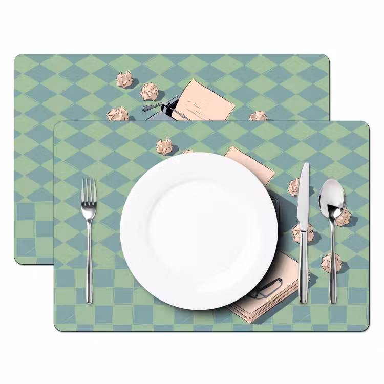 Typemachine - Kantoor - Vintage - Illustratie - Groen Placemat vinyl groot -zzsfeer2_Kitchenyeah-website