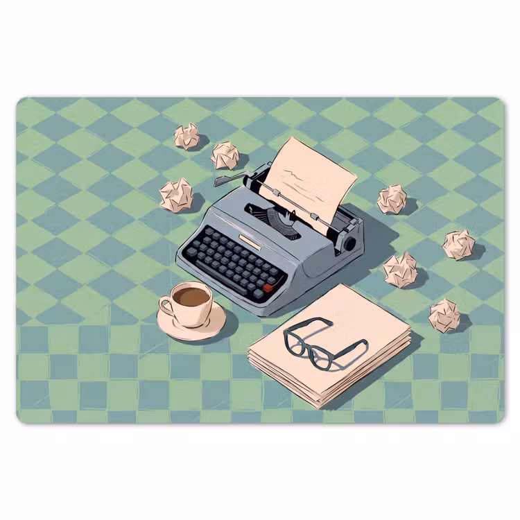 Typemachine - Kantoor - Vintage - Illustratie - Groen Placemat vinyl groot -zzsfeer1_Kitchenyeah-website