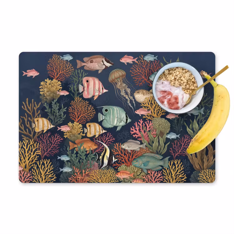 Onderwaterwereld - Vissen - Koraal - Illustratie - Kleurrijk Placemat vinyl groot -zzzproduct_Kitchenyeah-website