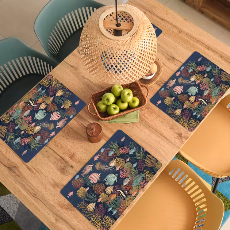 Onderwaterwereld - Vissen - Koraal - Illustratie - Kleurrijk Placemat vinyl groot -zzsfeer5_Kitchenyeah-website