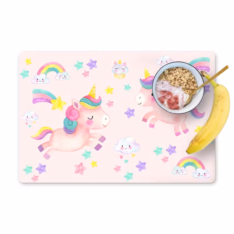 Unicorn - regenboog - Roze - Meisje - Kinderen Placemat vinyl groot -zzzproduct_Kitchenyeah-website