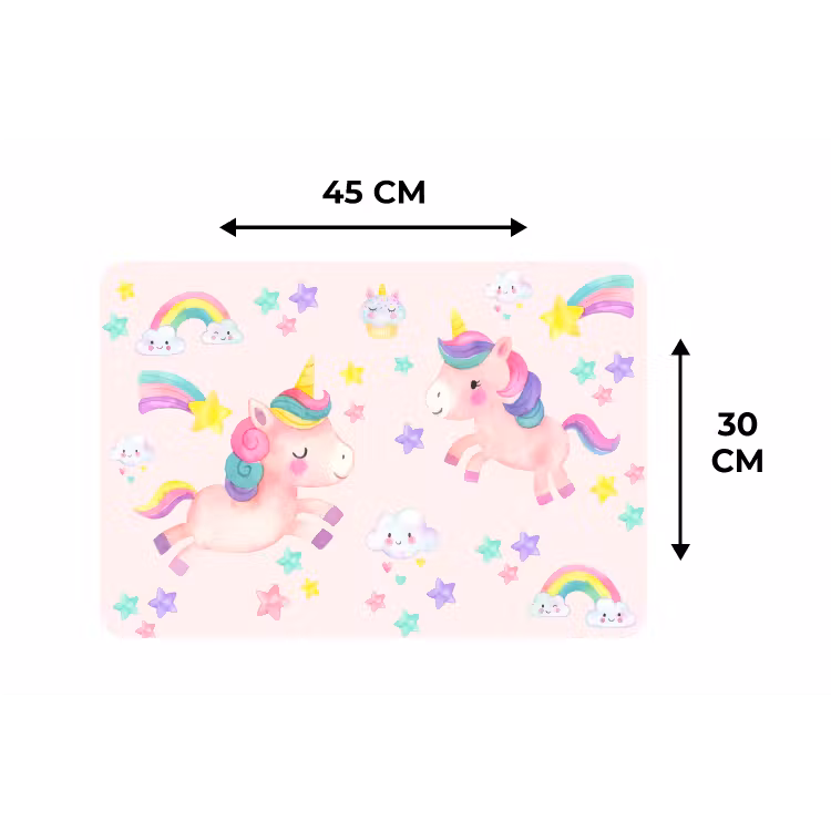 Unicorn - regenboog - Roze - Meisje - Kinderen Placemat vinyl groot -specs