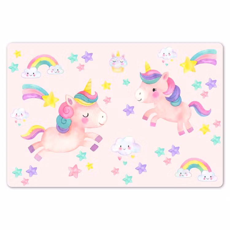 Unicorn - regenboog - Roze - Meisje - Kinderen Placemat vinyl groot -zzsfeer1_Kitchenyeah-website
