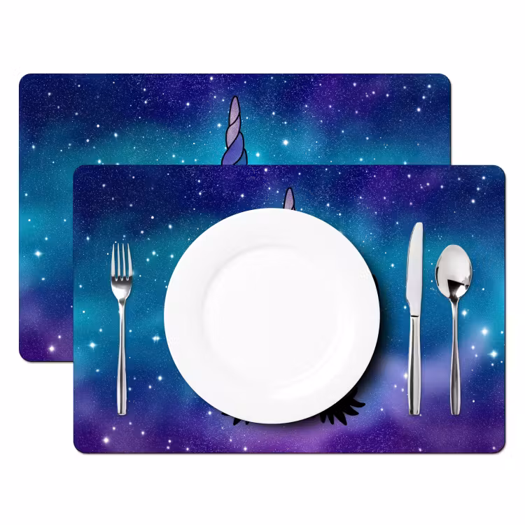 Eenhoorn - Sterrenhemel - Ster - Blauw Placemat vinyl groot -zzsfeer2_Kitchenyeah-website