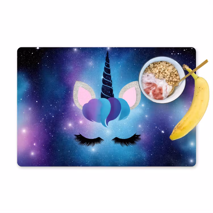 Eenhoorn - Sterren - Magisch - Blauw Placemat vinyl groot -zzzproduct_Kitchenyeah-website