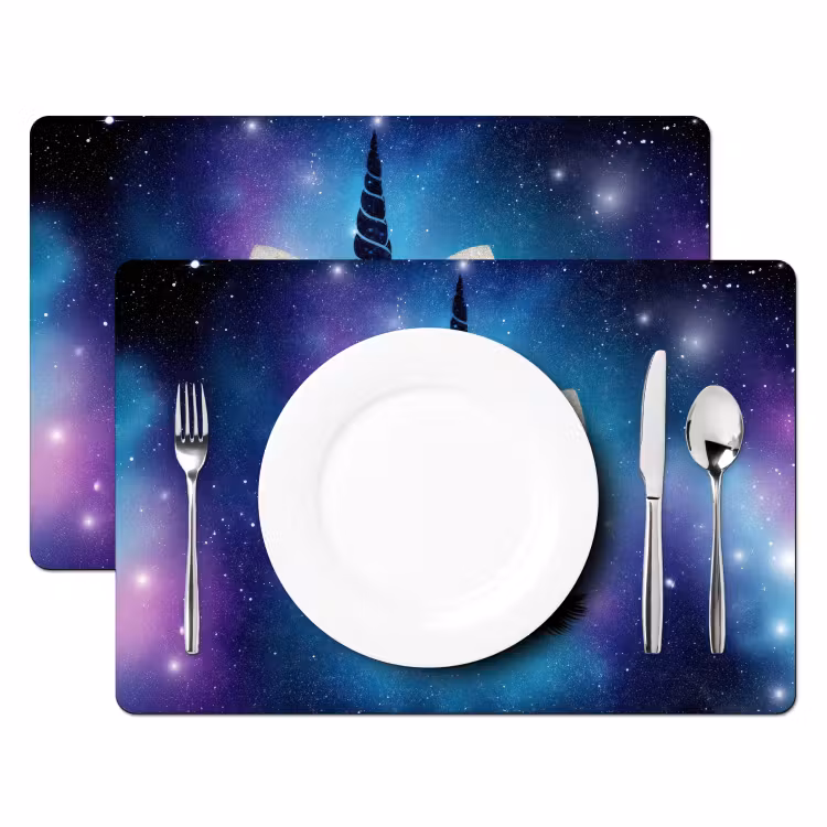 Eenhoorn - Sterren - Magisch - Blauw Placemat vinyl groot -zzsfeer2_Kitchenyeah-website