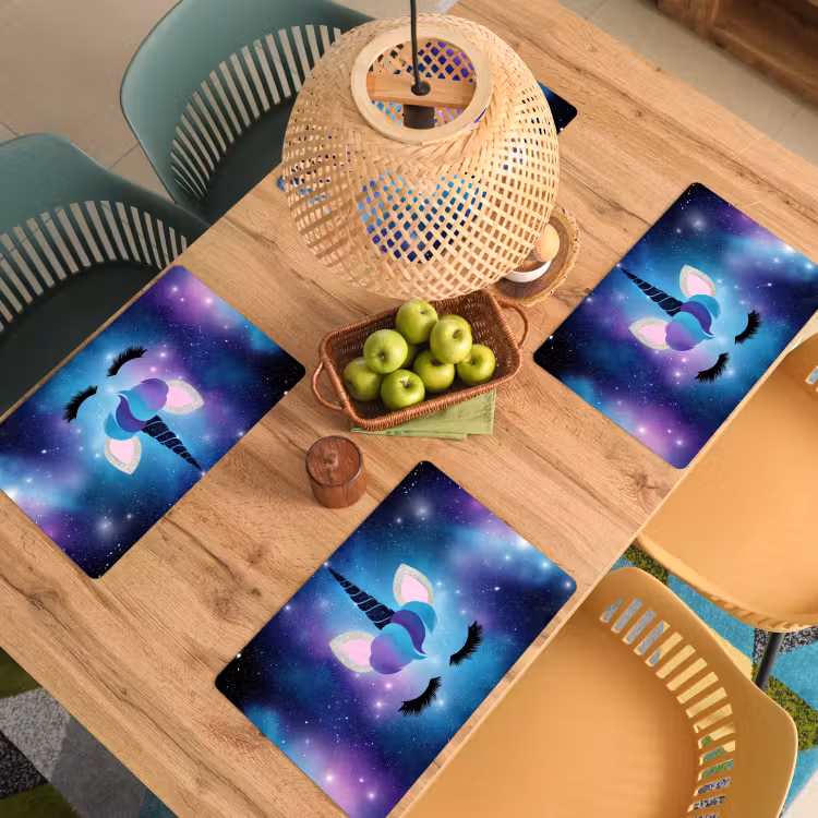 Eenhoorn - Sterren - Magisch - Blauw Placemat vinyl groot -zzsfeer5_Kitchenyeah-website