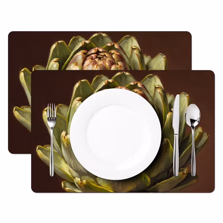 Placemat - 6 pieces - Vegetable - Artichoke - Green - Groente - Artisjok - Groen Placemat vinyl groot