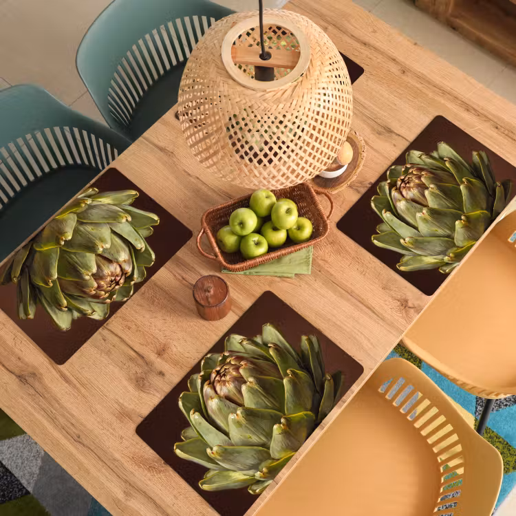 Placemat - 6 pieces - Vegetable - Artichoke - Green - Groente - Artisjok - Groen Placemat vinyl groot