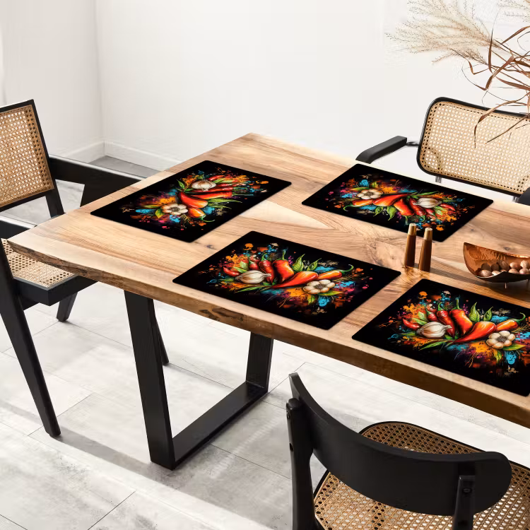Groente - Peper - Knoflook - Graffiti - Verf - Kleurrijk Placemat vinyl groot -zzsfeer4_Kitchenyeah-website