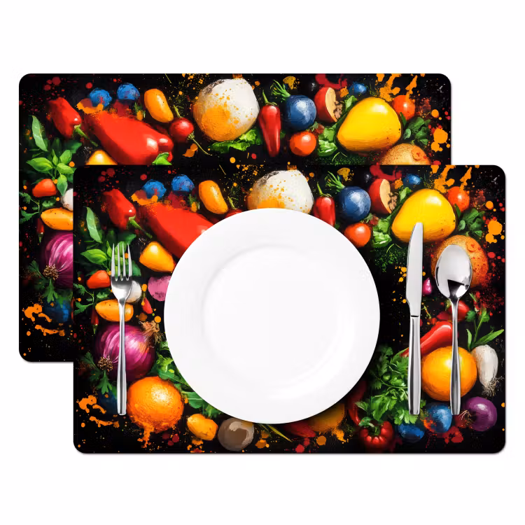 Groente - Graffiti - Kleurrijk - Koken - Abstract Placemat vinyl groot -zzsfeer2_Kitchenyeah-website