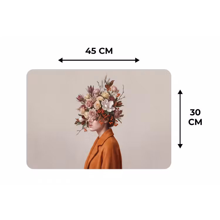 Gezicht - Boeket - Kleurrijk Placemat vinyl groot -specs