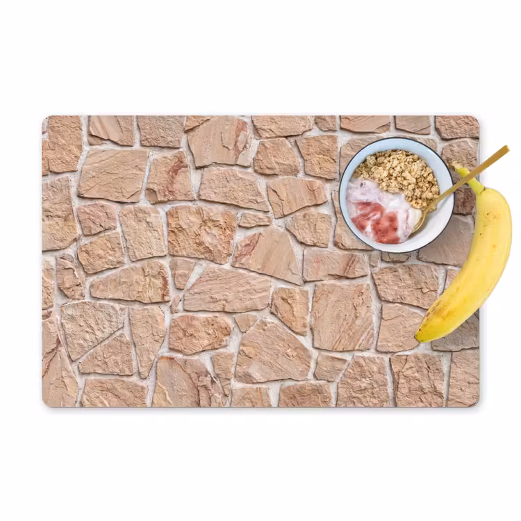 Muur - Steen - Patroon - Rustiek - Beige Placemat vinyl groot -zzzproduct_Kitchenyeah-website