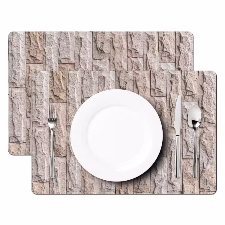 Muur - Steen - Ruw - Beige - Textuur Placemat vinyl groot -zzsfeer2_Kitchenyeah-website