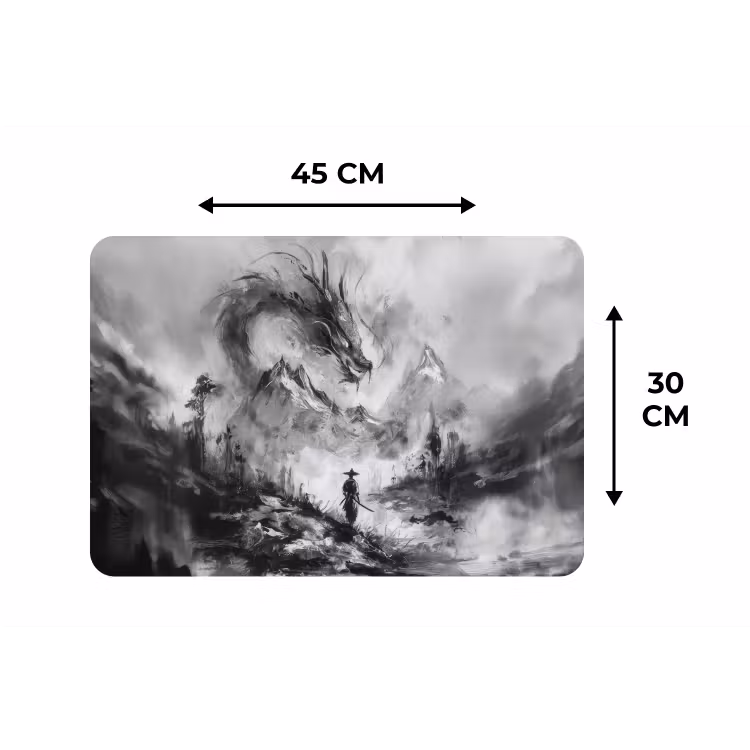 Krijger - Draak - Grijs Placemat vinyl groot -specs