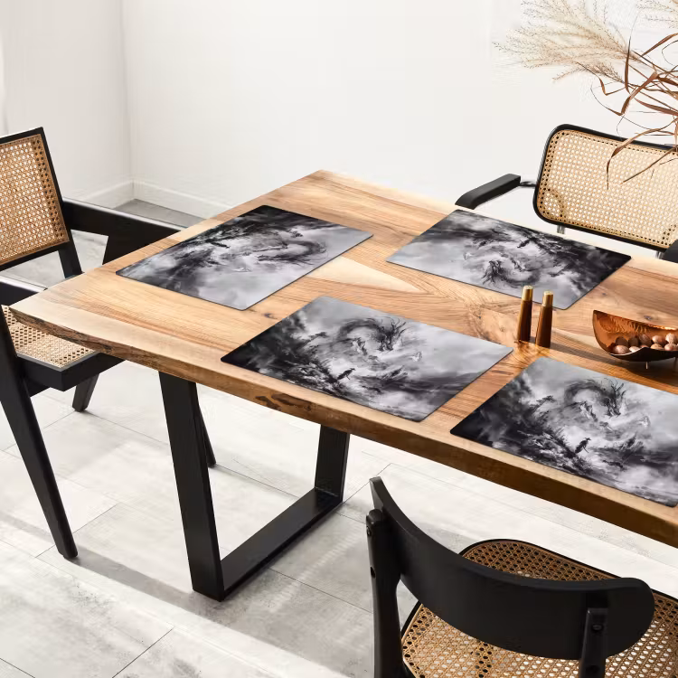 Krijger - Draak - Grijs Placemat vinyl groot -zzsfeer4_Kitchenyeah-website
