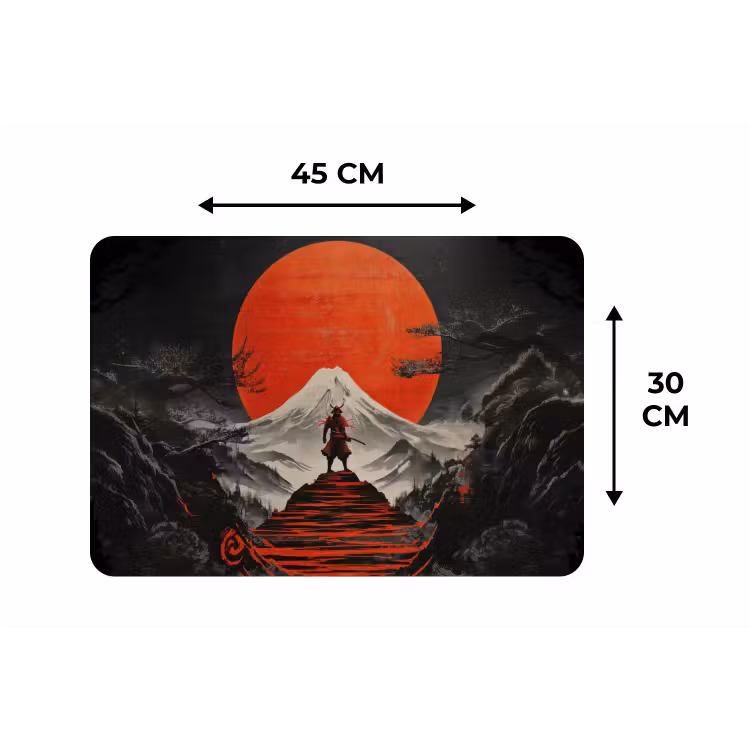 Krijger - Rode trappen - Zon - Berg Placemat vinyl groot -specs