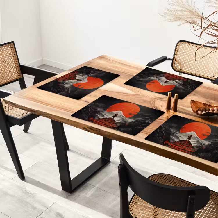 Krijger - Rode trappen - Zon - Berg Placemat vinyl groot -zzsfeer4_Kitchenyeah-website