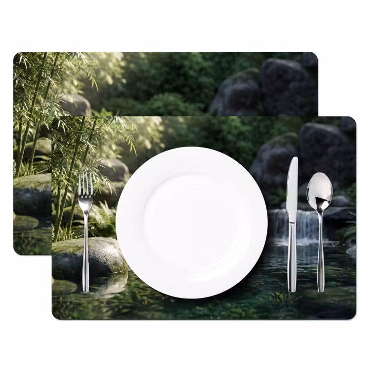 Beek - Waterval - Natuur - Groen Placemat vinyl groot -zzsfeer2_Kitchenyeah-website