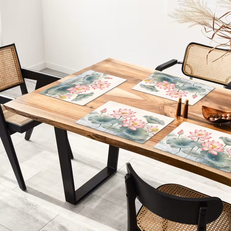 Aquarel - Lotusbloemen - Kleurrijk Placemat vinyl groot -zzsfeer4_Kitchenyeah-website