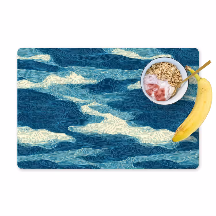 Golven - Abstract - Patroon - Blauw - Wit Placemat vinyl groot 368 -zzzproduct_Kitchenyeah-website