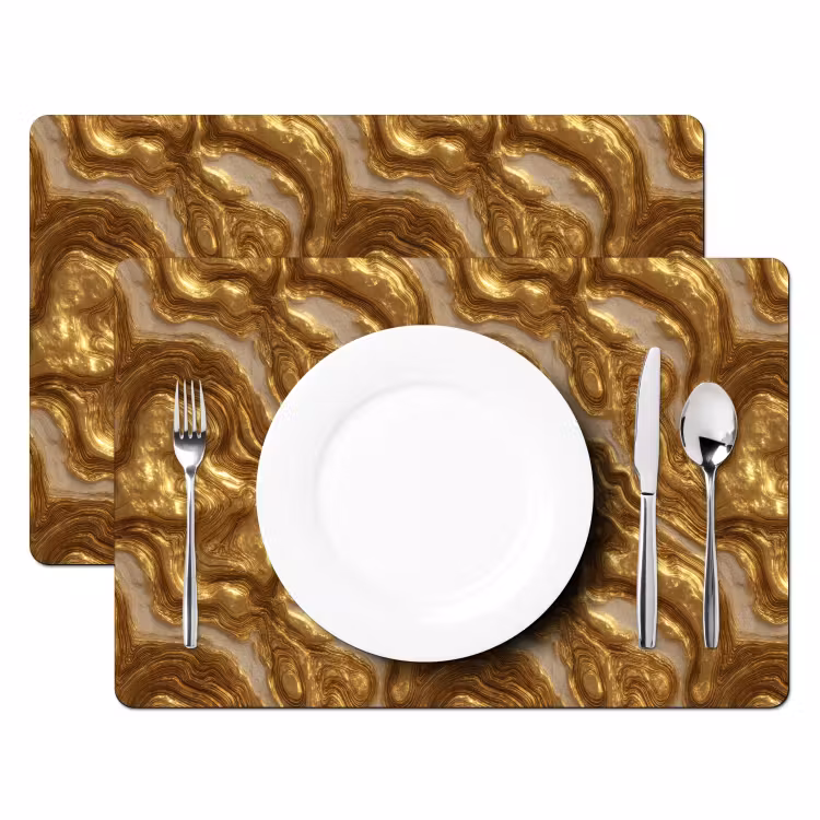Golven - Organisch - Goud - Crème Placemat vinyl groot 368 -zzsfeer2_Kitchenyeah-website