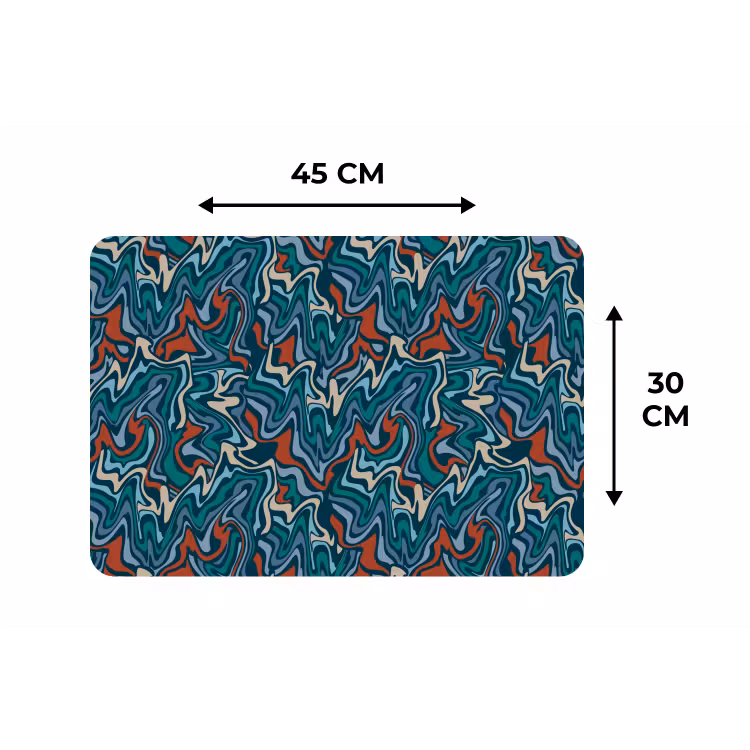 Golven - Retro - Blauw - Patroon Placemat vinyl groot 368 -specs