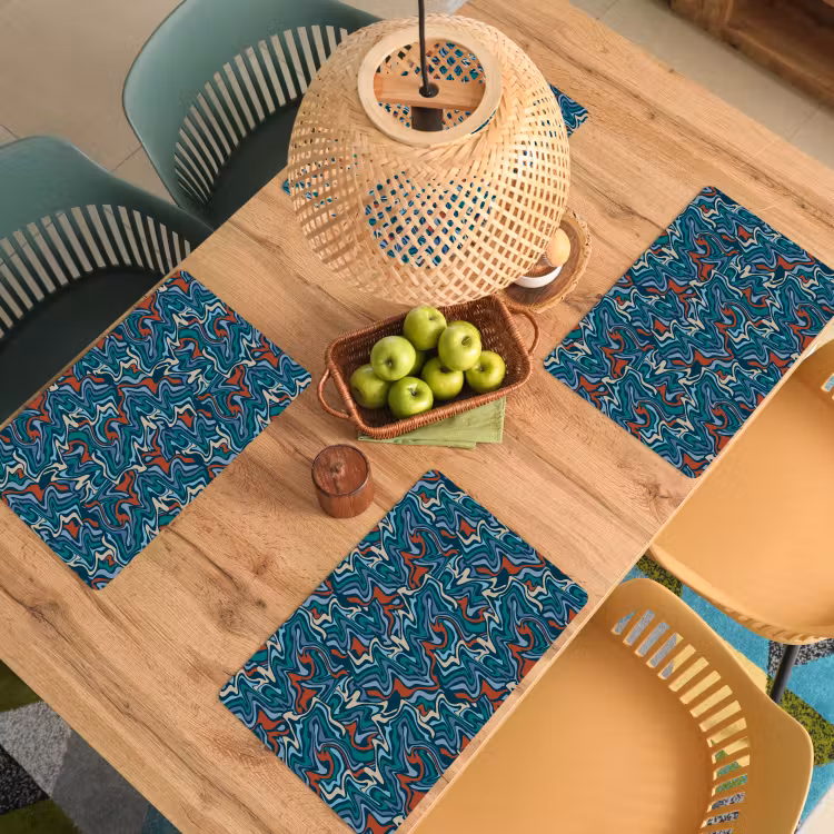 Golven - Retro - Blauw - Patroon Placemat vinyl groot 368 -zzsfeer5_Kitchenyeah-website