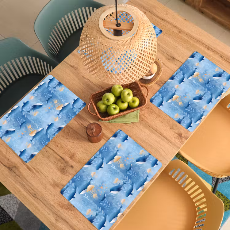 Walvissen - Oceaan - Blauw Placemat vinyl groot 368 -zzsfeer5_Kitchenyeah-website