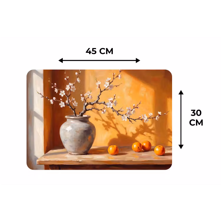 Placemat - 6 pieces - White Flowers - Still Life - Witte bloemen - Stilleven Placemat vinyl groot